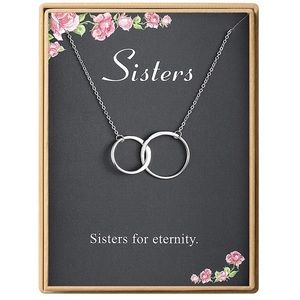 Two Interlocking Infinity Double Circles Necklace S925 Sterling Silver Sister